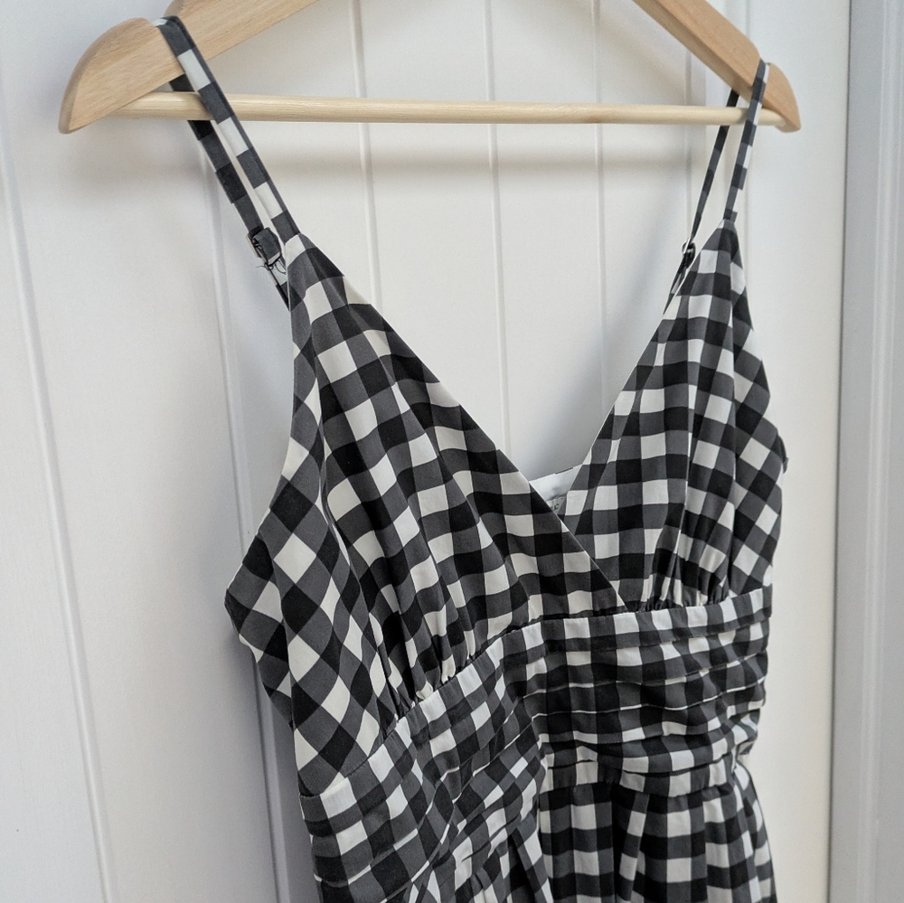 Banana Republic Factory Black and White Gingham Midi Dress with POCKETS!! - Picture 5 of 9